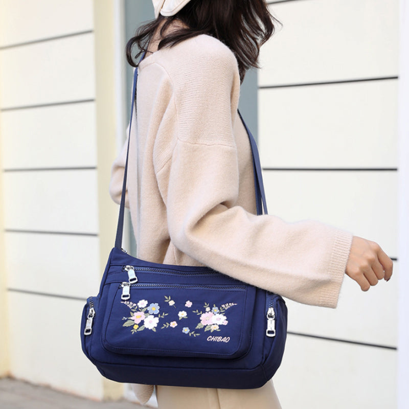 Embroidered Flower Shoulder Bag