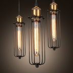 Industrial Pendant Light in Retro Design – Vintage Hanging Lamp with Metal Grid