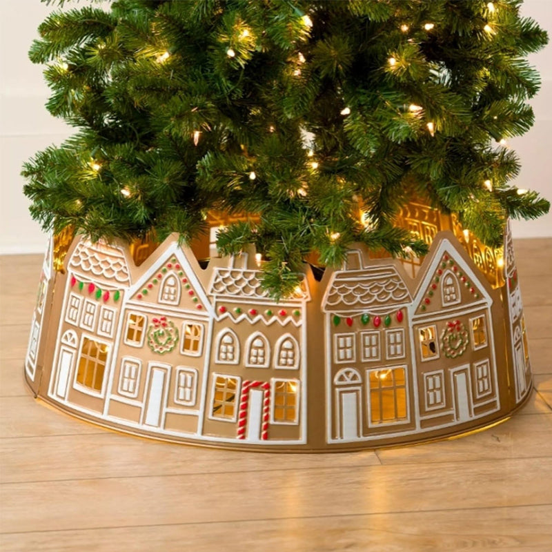LED Gingerbread House Christmas Tree Collar Tree Skirt