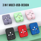 Three in one charging cable reel