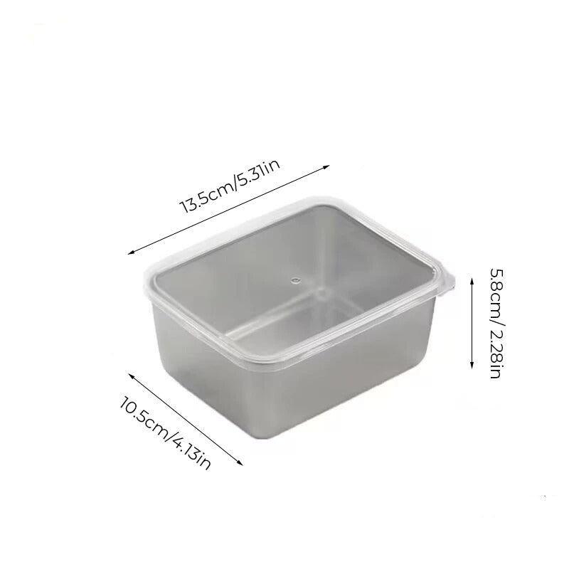 304 Stainless Steel Square Plate with Lid Food Storage Container for Kitchen