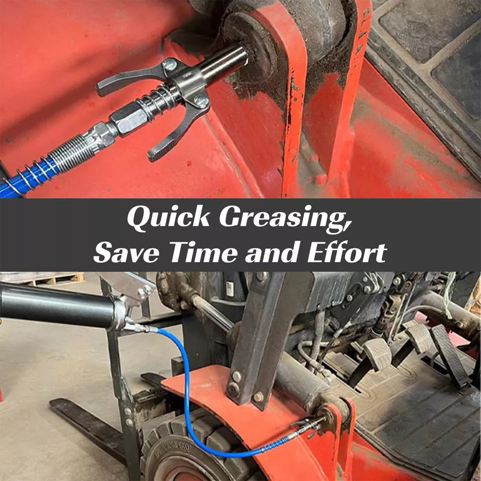 High-Pressure Grease Coupler - Heavy-Duty Fittings Adapter for Grease Guns, Fast Lock and Release Nozzles (Universal Fit)