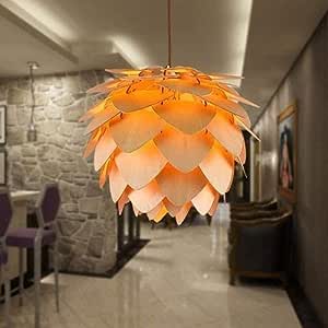 Handcrafted Wooden Pine Cone Pendant Light