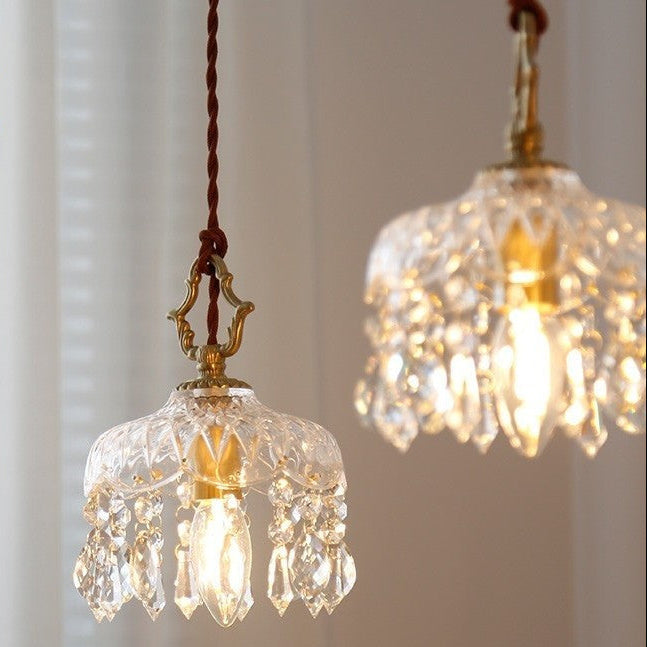 Large Brass Crystal Chandelier