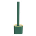 Silicone Bathroom Toilet Brush and Holder Set, with Non-Slip Long Plastic Handle, Bendable Brush Head and Wall-Mounted Design