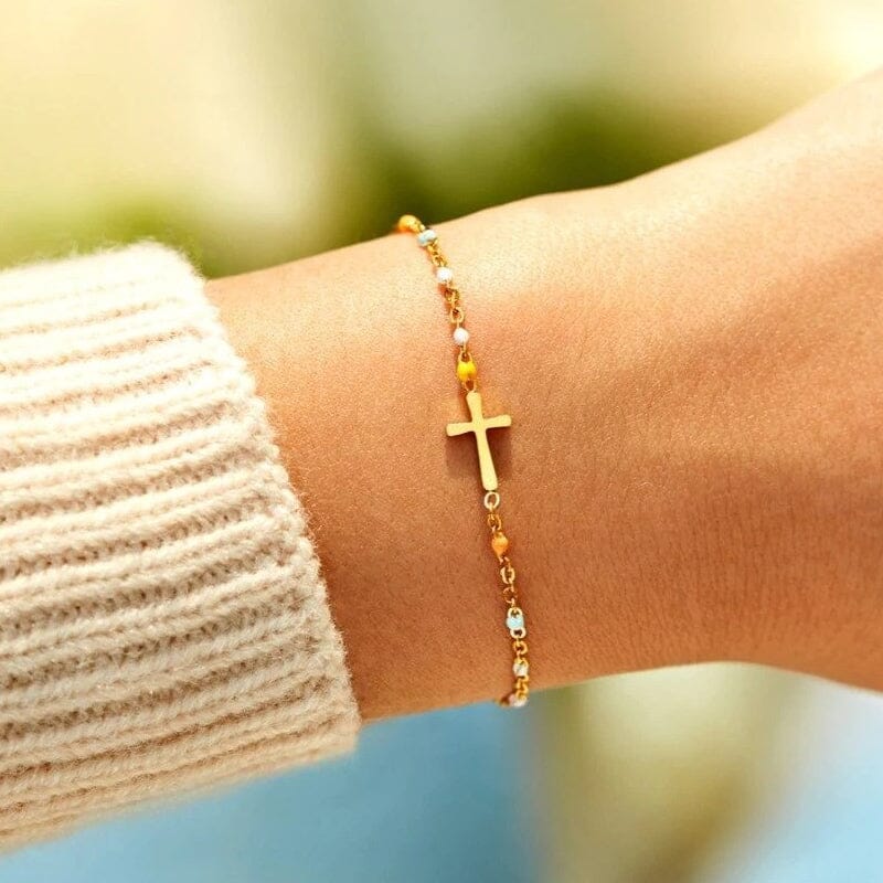 Adjustable Cross Bracelet for Friendship & Faith – Silver or Gold – Gift Box Option