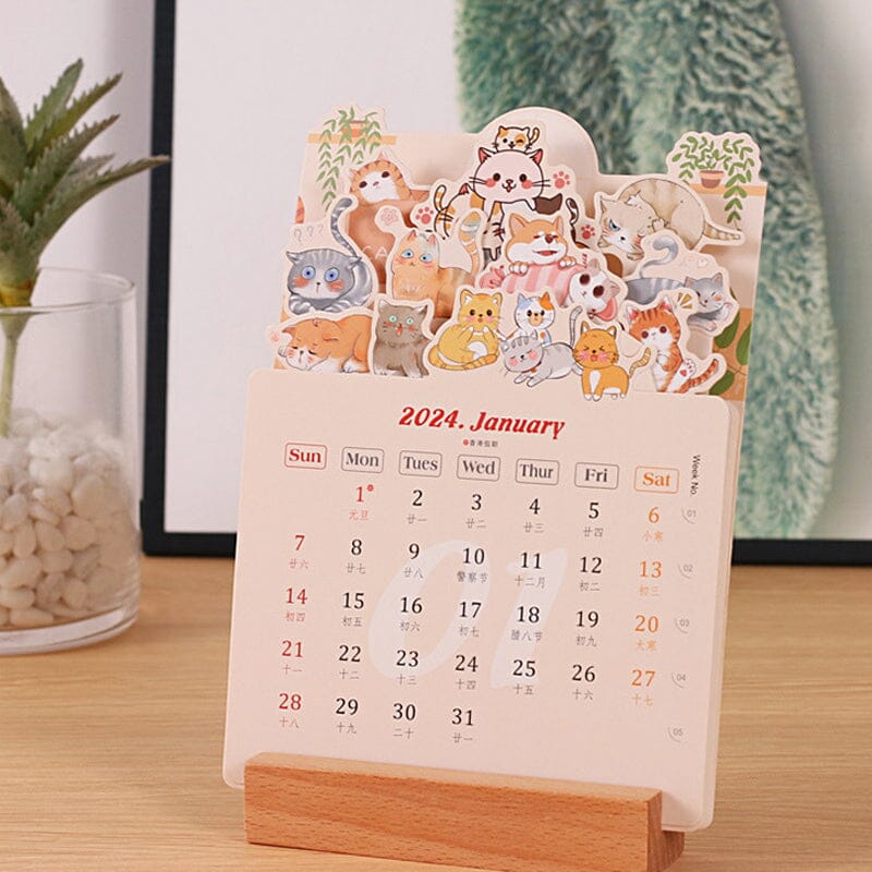 2024 Desk Calendar with Wooden Frame