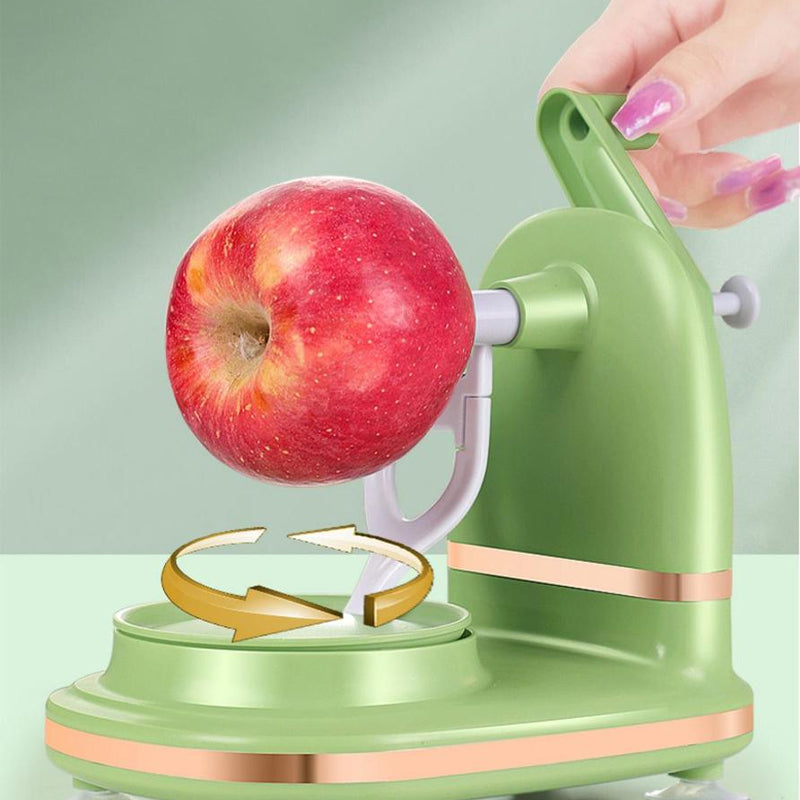 Hand-operated apple peeler