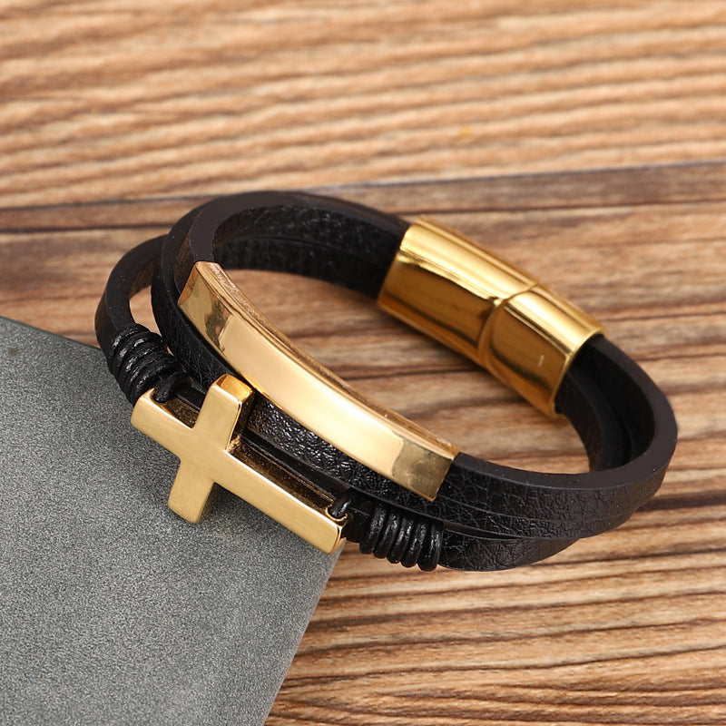 Multi-layered cross bracelet