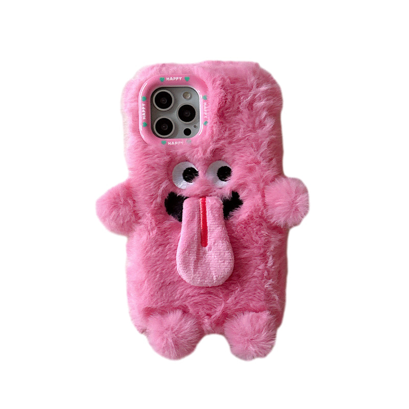 Funny Tongue Sticking Out Plush Phone Case For iPhone