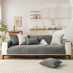Wavy Check Chenille Fabric Furniture Protector Sofa Cover