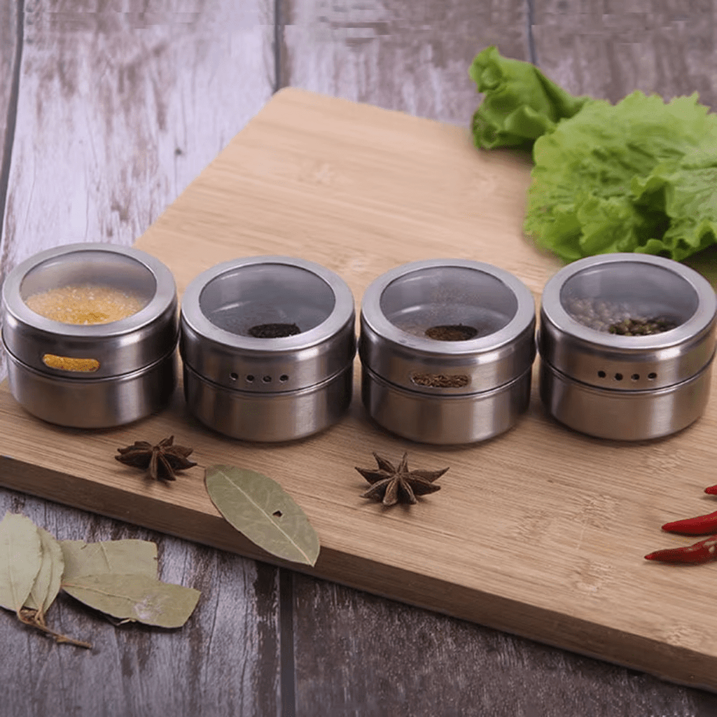 Magnetic Spice Jar Set with Clear Lids, Set of 6