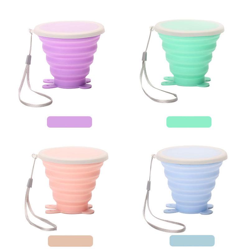 Silicone foldable water glasses with lid