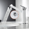 Flexible 360° tap with spray function for washbasins
