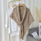 Triangular Knit Scarf with Leather Loop