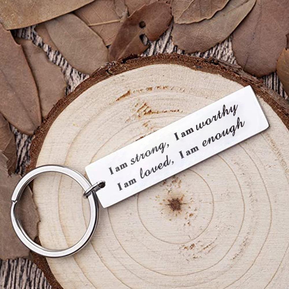 Stainless Steel "I am strong" Keychain