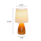 Scandinavian Retro Table Lamp with Pleated Shade and Glass Base