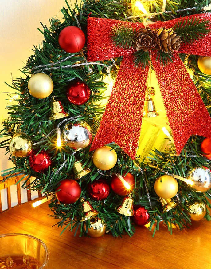 Christmas Wreath Branches Bells Christmas Lights String Decoration Lights
