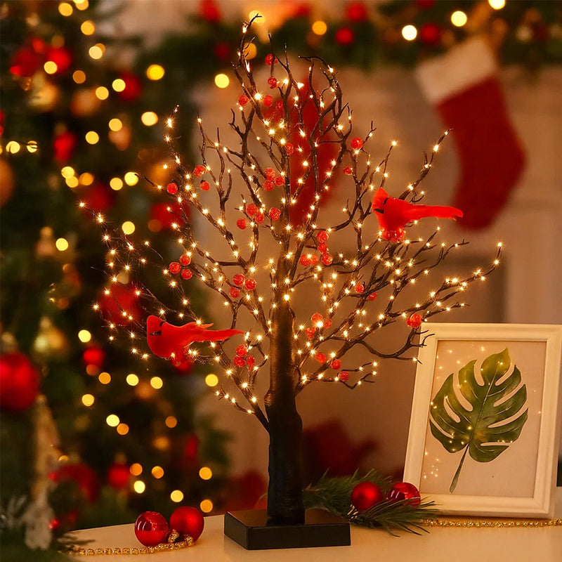 Atmospheric Light Tree with Red Birds – Flexible LED Decoration Tree