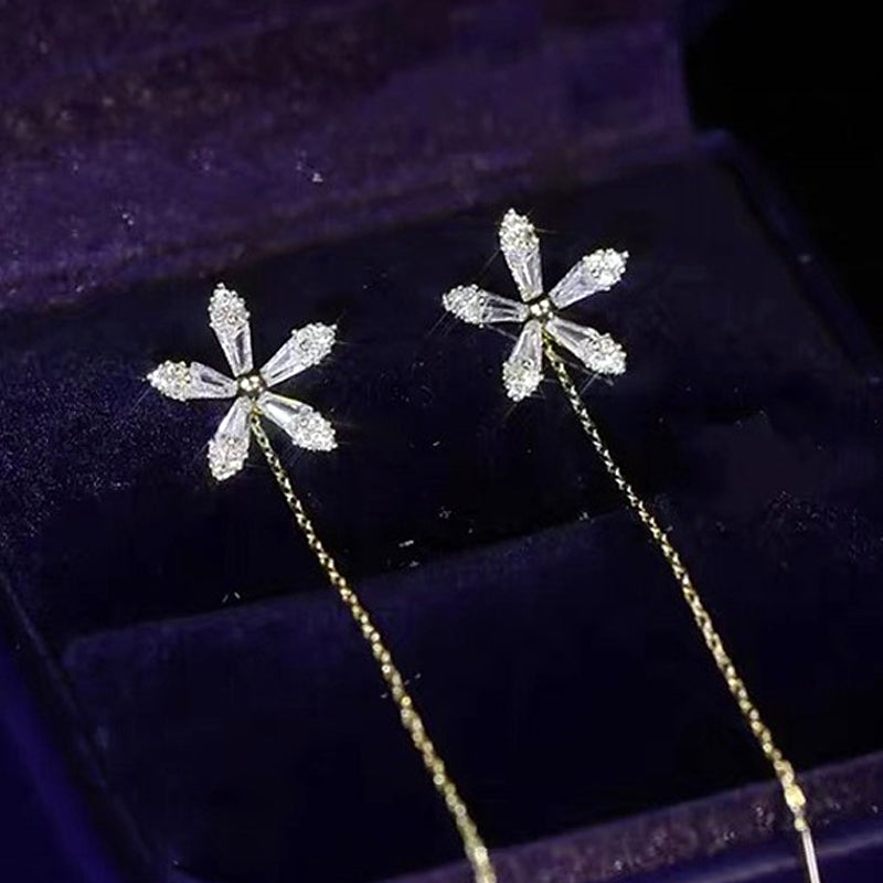 Shiny Diamond Flower Earrings
