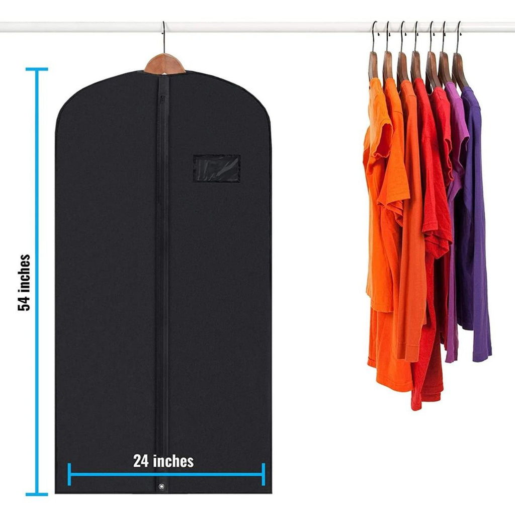 5 Premium Garment Bags - With Transparent Window, Water-Repellent - 40"/54" Inches
