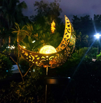Solar Garden Light made of Metal – Waterproof LED Design in Moon, Flame, Sun or Star Shape