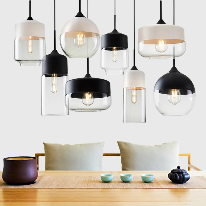 EternaGlow Pendant Light made of Glass and Wood | Elegant Design for Your Home