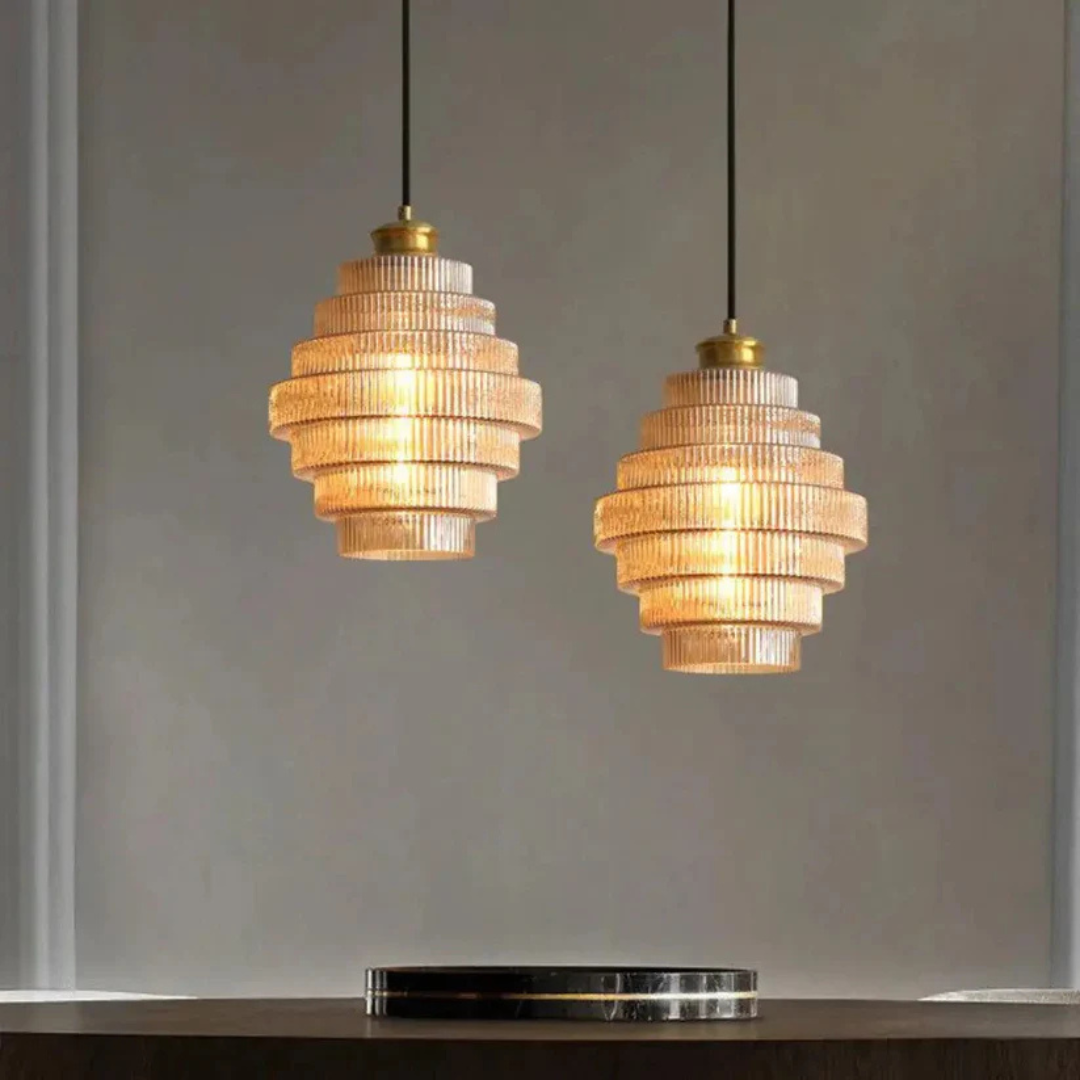 Retro Glass and Brass Pendant Lamp for Living Room or Dining Table