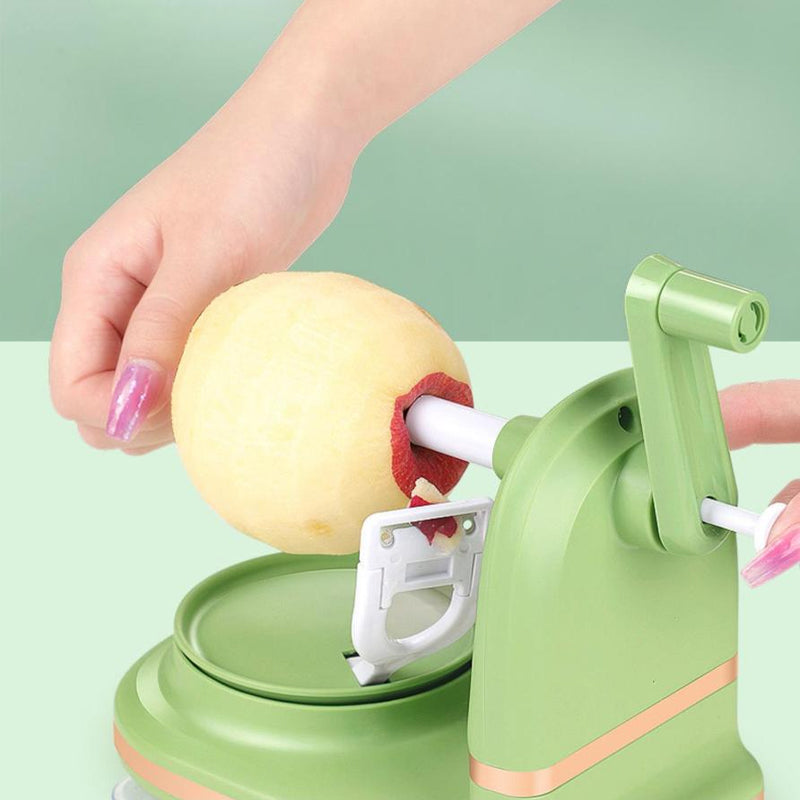 Hand-operated apple peeler