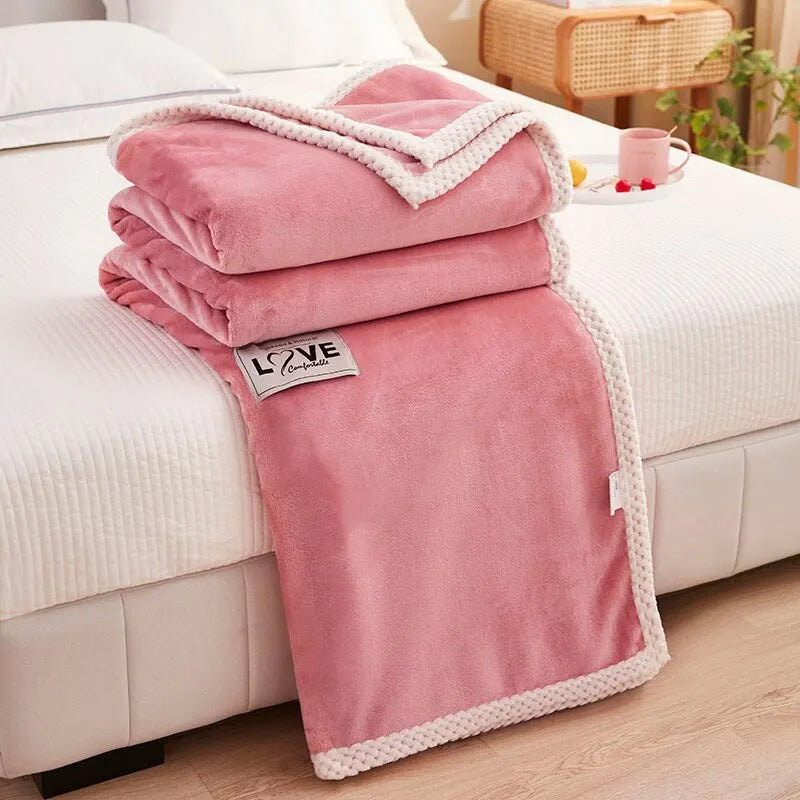 Flannel Fleece Snuggle Blanket in Pink