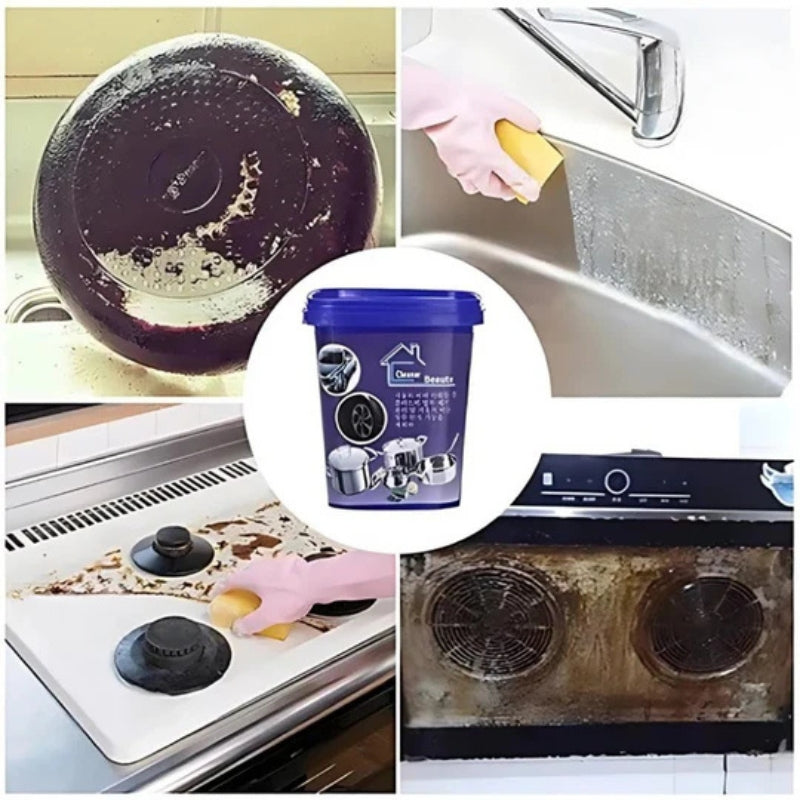 Universal cleaning paste for kitchen utensils, washing appliances and household appliances