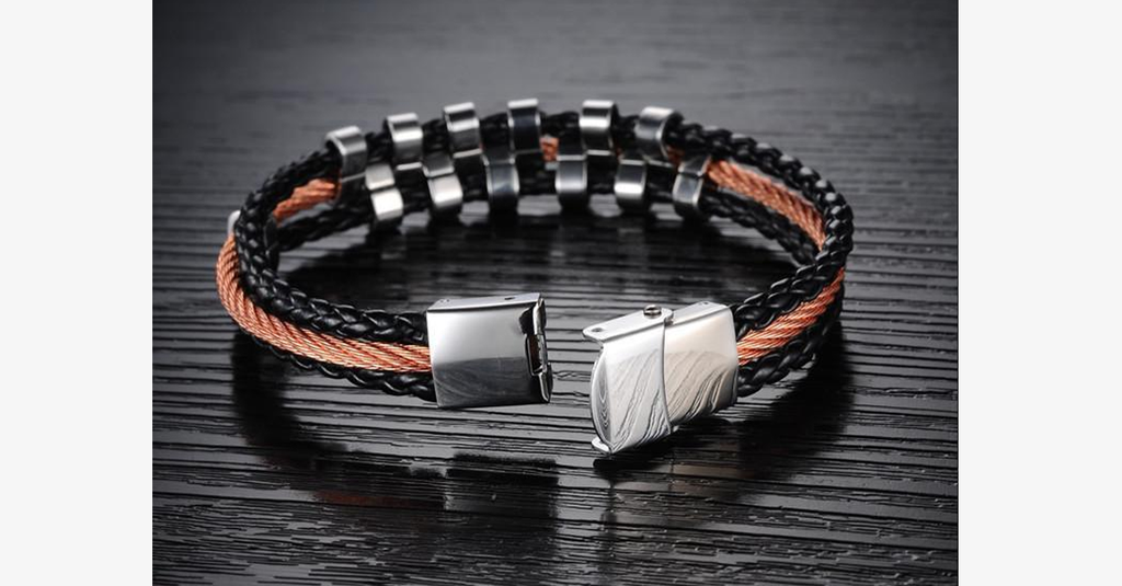 Rough Tracks Stainless Steel Men's Bracelet