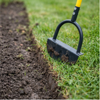Manual Lawn Edger with Crescent Serrated Blade and Built-In Footrest for Beds