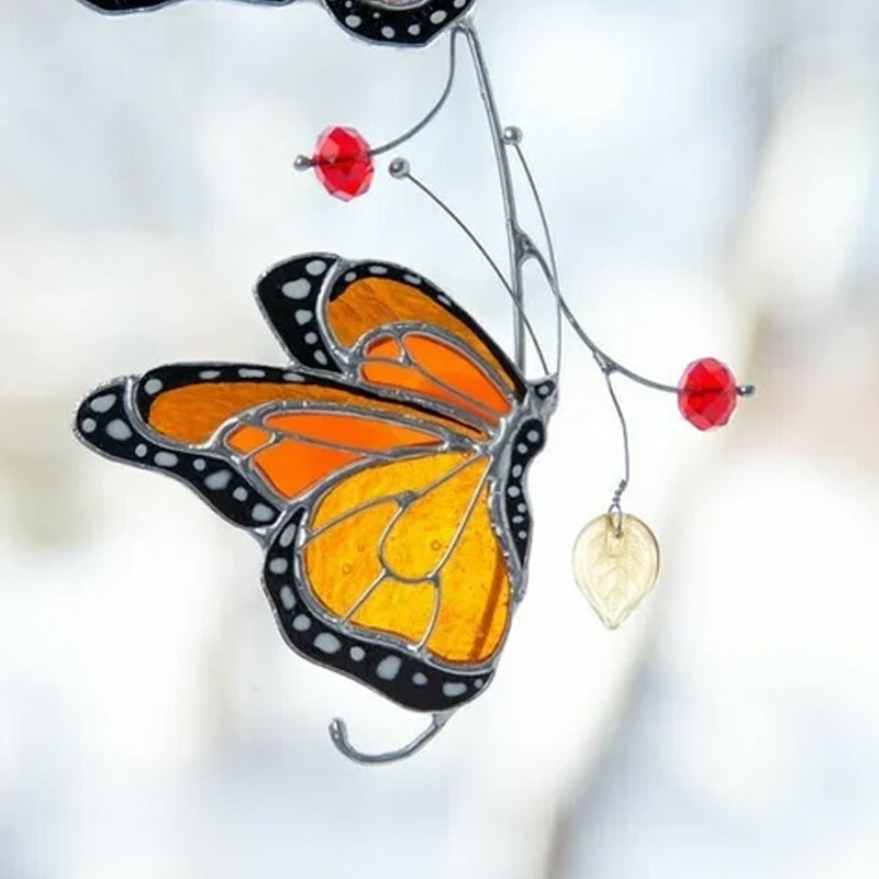 Stained Monarch Butterfly Window Decor
