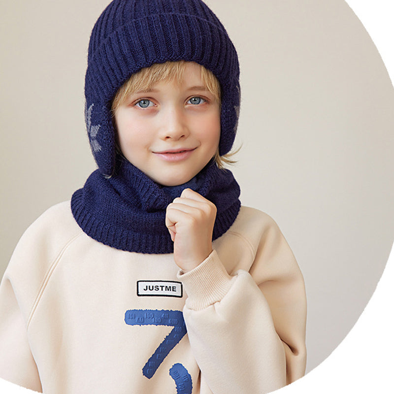 Kids Winter Fleece Scarf Suit Knit Hat