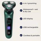 4-in-1 Grooming – Waterproof – LED Display – USB Rechargeable – Wet and Dry Shaving