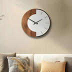 Large Wall Clock Made of Natural Wood