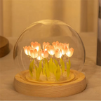 Handmade Artificial Tulip LED Night Light Bedside Table Lamp for Bedroom and Gift Decor