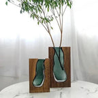 Scandinavian Glass Vase with Wooden Accent for Modern Interiors