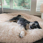 Long Plush Donut Pet Bed with Washable Cover and Non-Slip Base