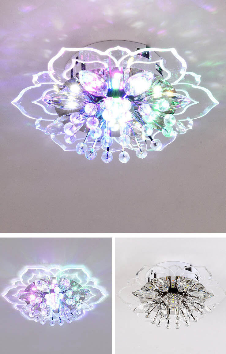 GlowPetal | LED Crystal Ceiling Light | Flower Shaped, RGB Color Changing & Energy Efficient