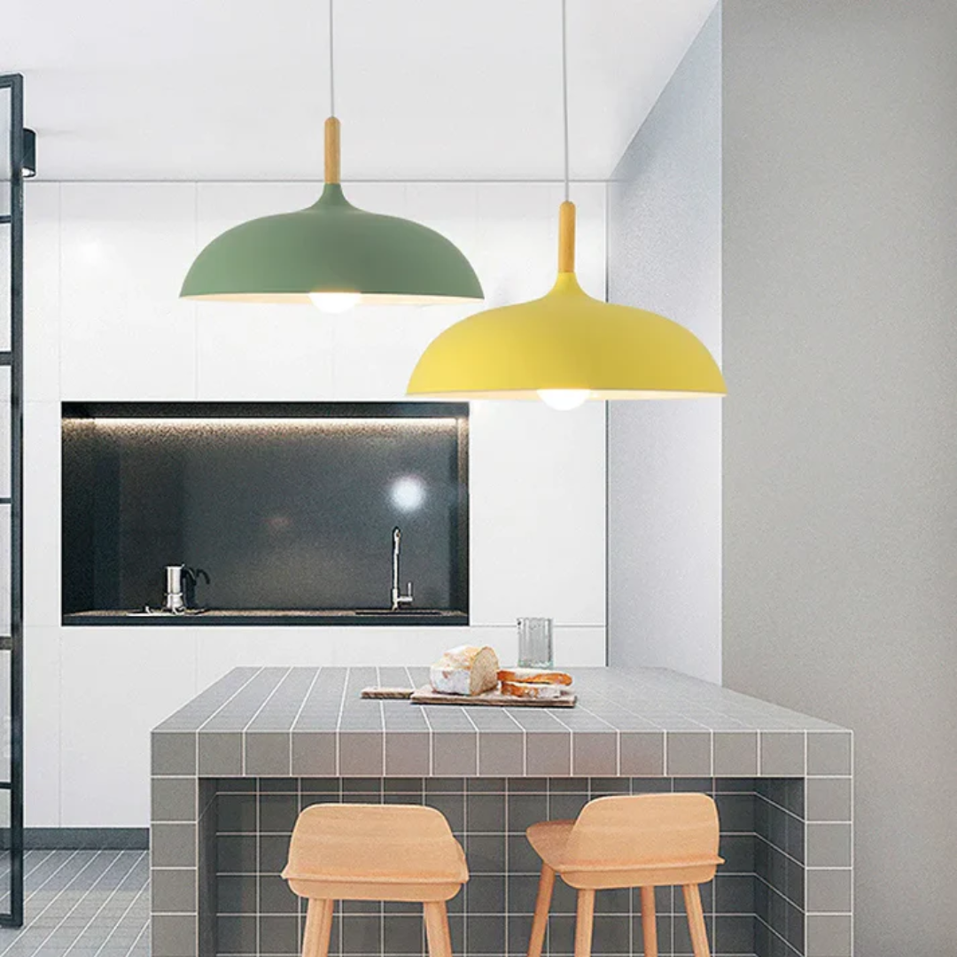 Oak Pendant Light with Minimalist Design for Dining or Living Room