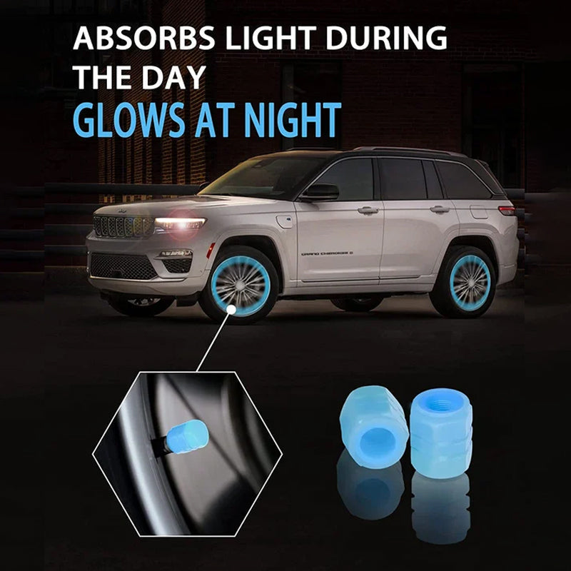 Universal fluorescent tire valve caps (4 PCS/Set)