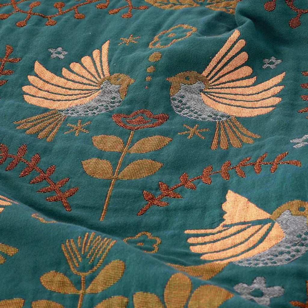 Reversible Scandinavian Bird Blanket - NordicNest
