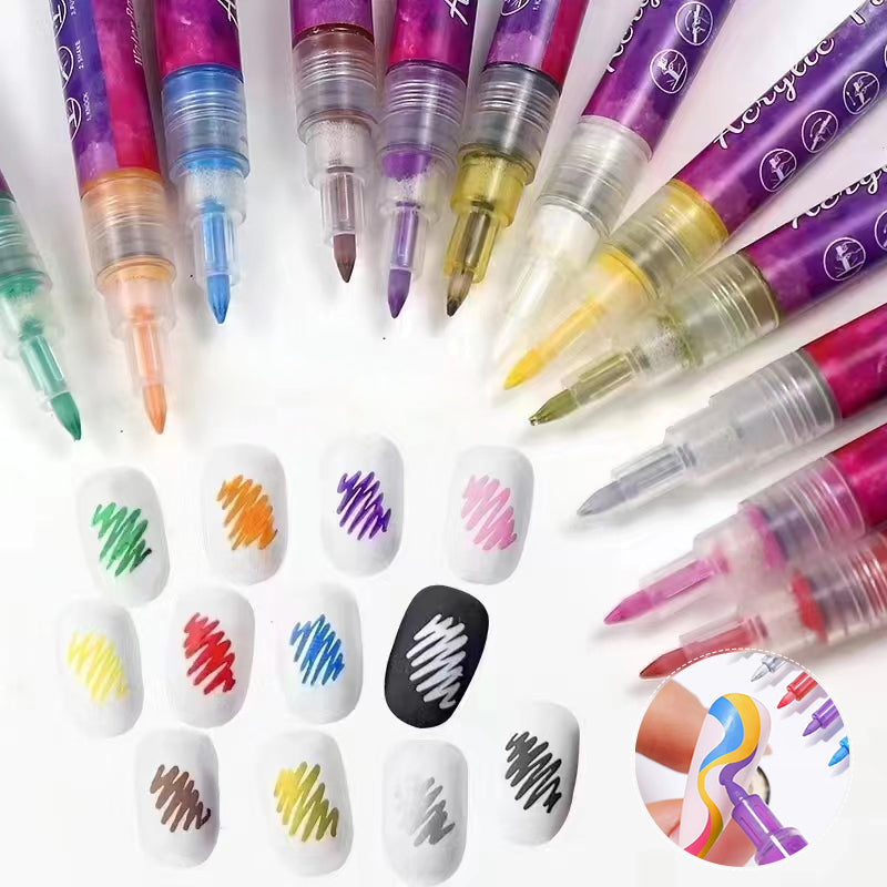 12-color ultra-thin curved nail pencil