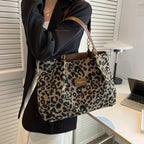 Ladies Handbag Leopard Print One Size Faux Leather
