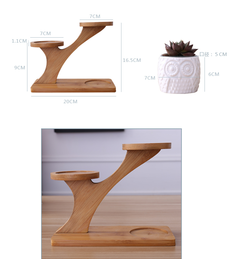 Decorative plant stand made of wood – plant pots in owl design for succulents and indoor plants