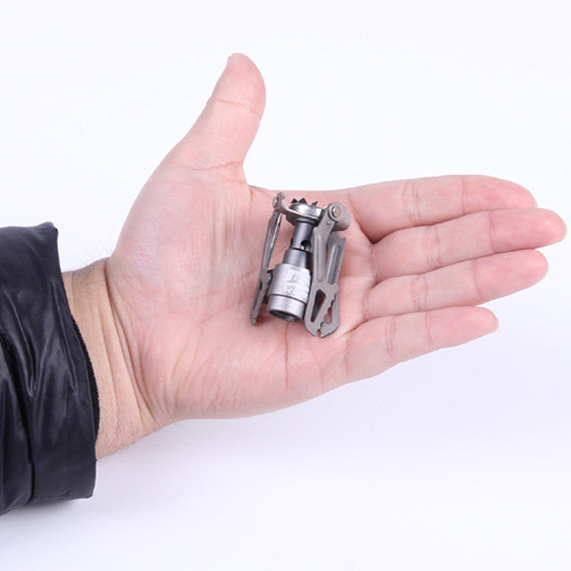 Foldable Portable Titanium Alloy Mini Camping Furnace Stove, for Outdoor Cooking & Picnic