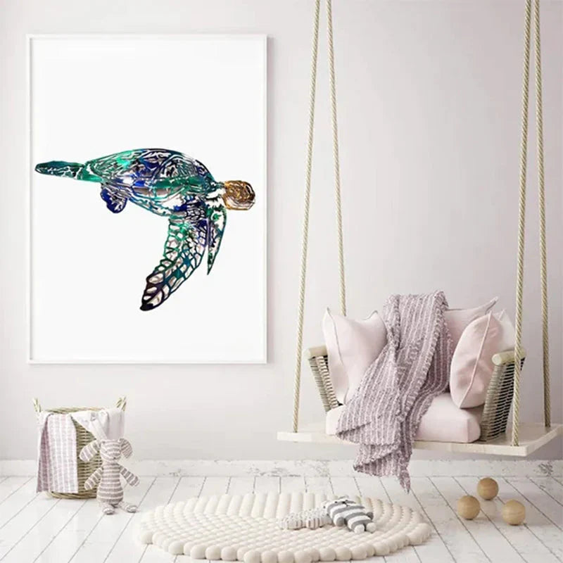Sea creature ornaments made of metal