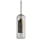Vintage industrial pendant lamp with round glass and gold – LED pendant light for dining room and living room